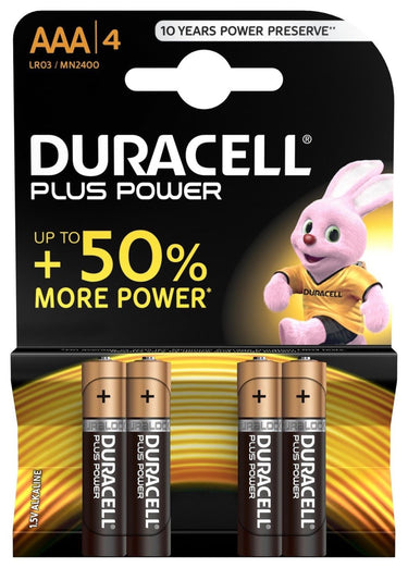 Duracell plus power duralock alkaline aaa lr03 blister a 4 stuks