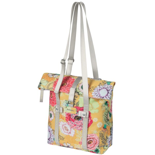 Load image into Gallery viewer, Basil Bloom Field fietsshopper, geel, gerecycled PET, waterdicht, verstelbare schouderriem

