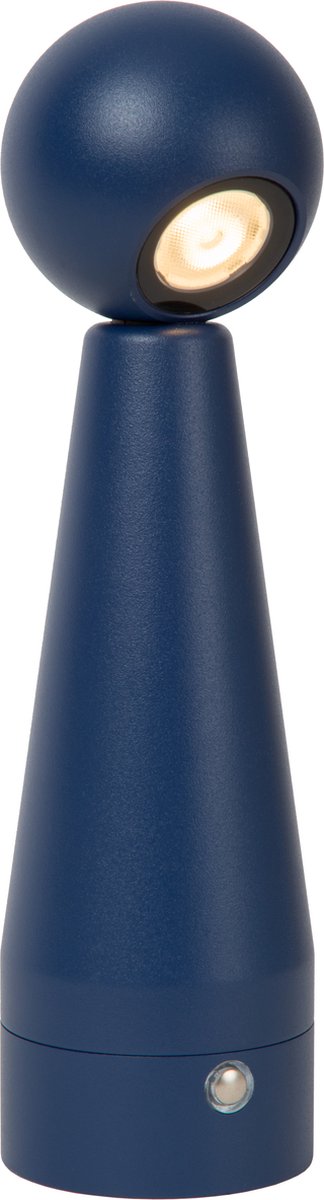 Lucide ipsos - oplaadbare tafellamp - accu batterij - led dimbaar - 1x3w 2700k - blauw