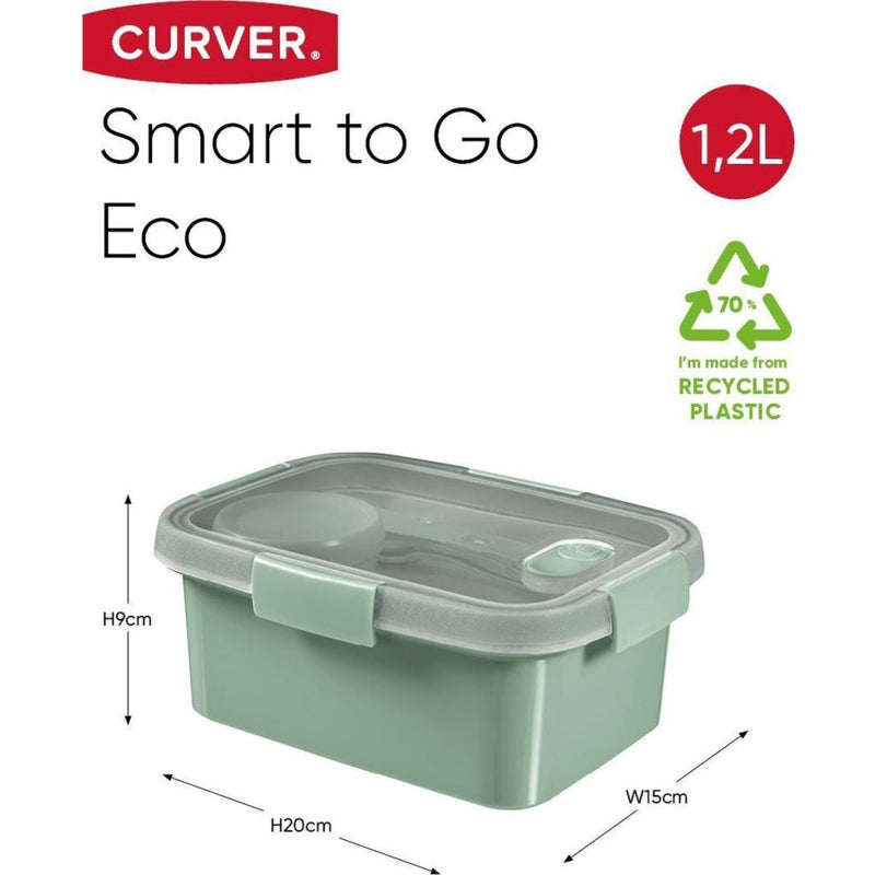 Load image into Gallery viewer, Curver smart to go eco lunchbox 1,2l + bestekset + sauscup

