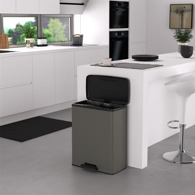 Load image into Gallery viewer, Curver pedaalemmer decobin 65l rechthoek cool grey
