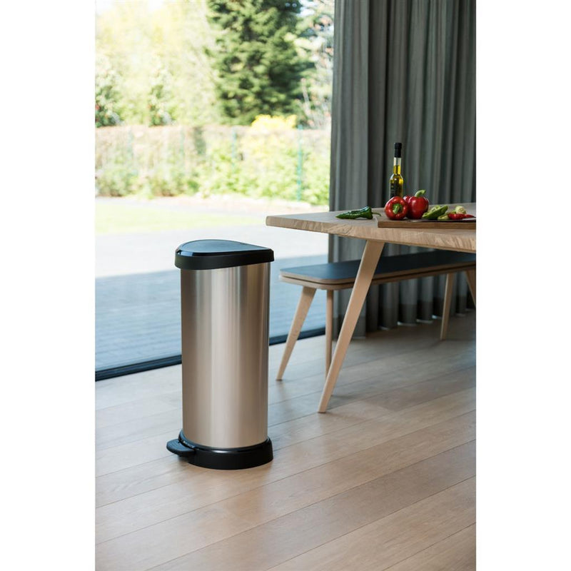 ギャラリービューアに画像をロードする, Curver decobin pedaalemmer ovaal 40l zilver zwart
