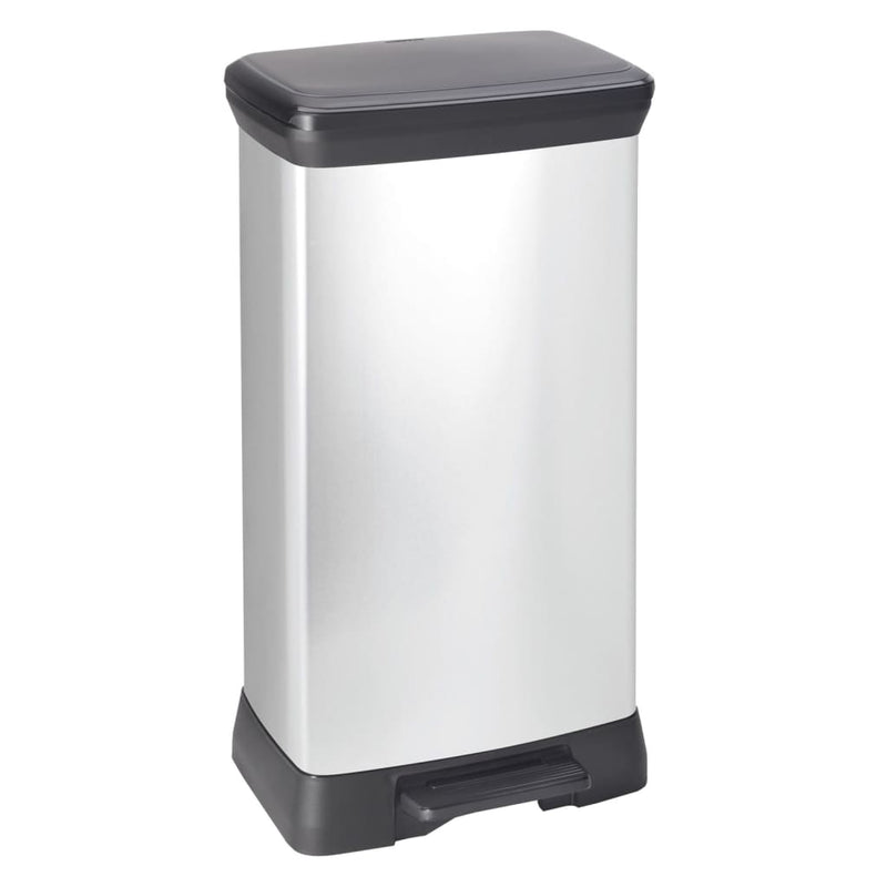 Load image into Gallery viewer, Curver pedaalemmer deco rechthoekig 50 l zilverkleurig
