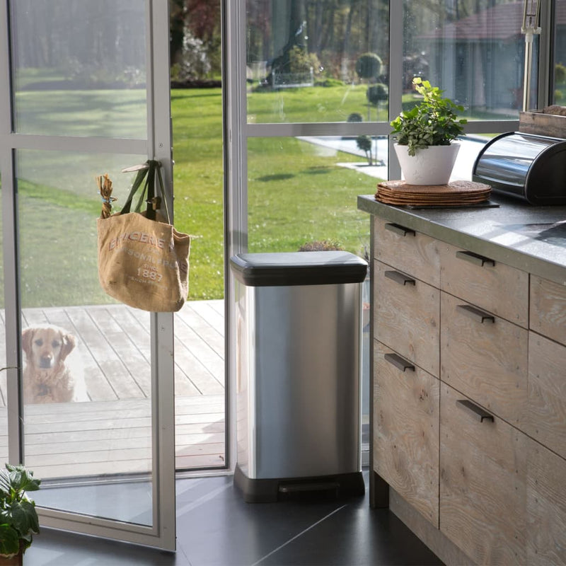 Load image into Gallery viewer, Curver pedaalemmer deco rechthoekig 50 l zilverkleurig
