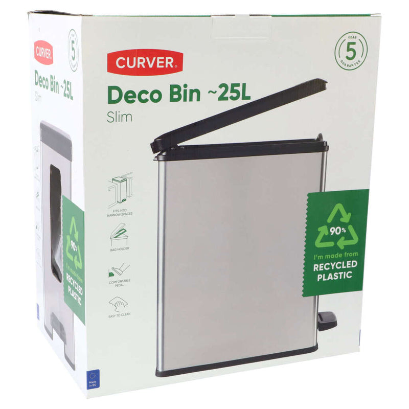 Load image into Gallery viewer, Curver decobin slim pedaalemmer 25l metallic zwart
