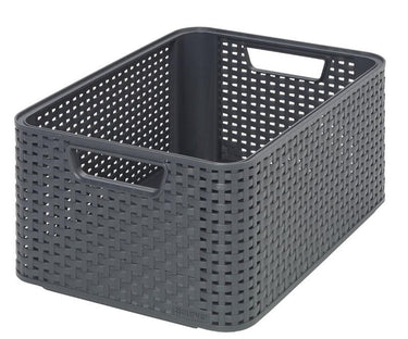 Curver style mand m stapelbaar rotanstyle antraciet (lxbxh 38x28x17cm)
