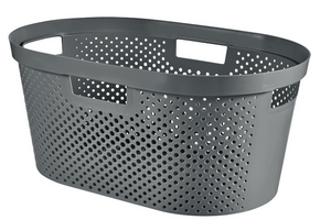 Curver infinity wasmand dots 40l - 100% recycled donkergrijs