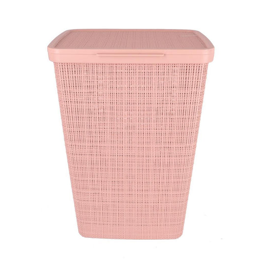 Curver wasmand met deksel jute-look 58l roze