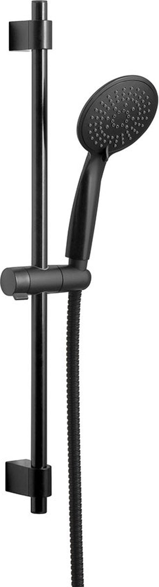 Wenko doucheset young line in mat zwart met rvs douchestang 66cm, douchekophouder, douchekop ø11cm met 5 standen en doucheslang 150cm - zwart