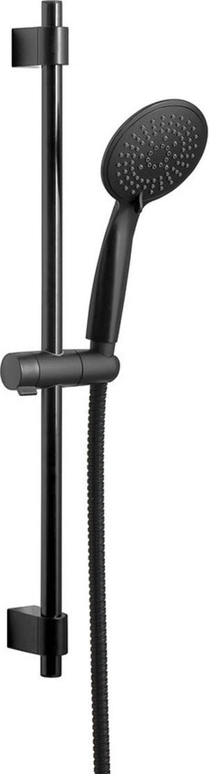 Wenko doucheset young line in mat zwart met rvs douchestang 66cm, douchekophouder, douchekop ø11cm met 5 standen en doucheslang 150cm - zwart