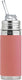 Pura thermos rietjesfles free flow 260 ml - thermoskan - thermosfles - plasticvrij - met isolatiewand - op 2 manieren te gebruiken - medische kwaliteit siliconen - inclusief siliconen rietje free-flow, reisdop en borsteltje - rose sleeve