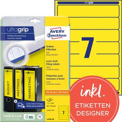 Rugetiketten avery zweckform l4765-20 geel, 140 etiketten