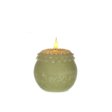 Ideas 4 seasons led kaars wax bloem parel groen ã˜9xh12cm