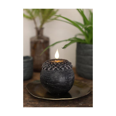 Ideas 4 seasons led kaars wax bloem parel zwart ã˜9xh12cm