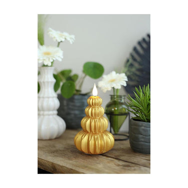 Ideas 4 seasons led kaars wax boom goud ã˜6,9xh12cm