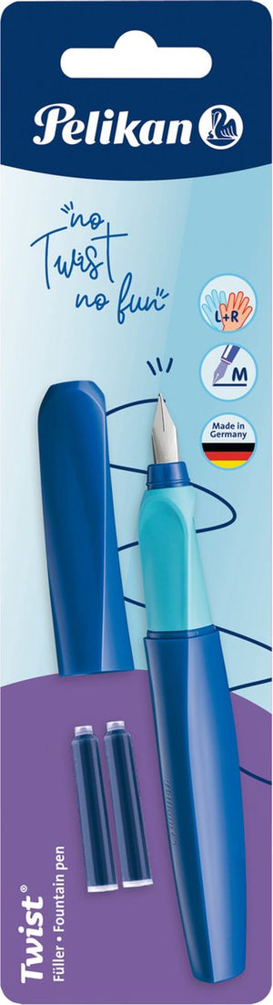 Pelikan twist - vulpen - deep blue m + 2x standaard inktpatroon