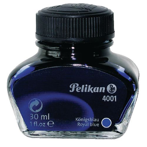 Inkt pelikan 4001 glazen potje 30ml blauw