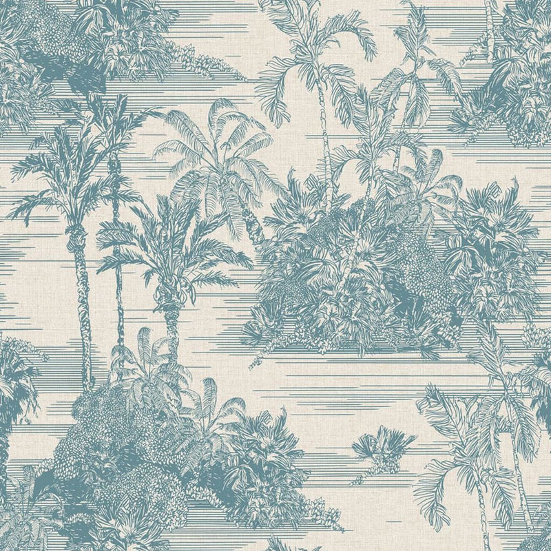 Load image into Gallery viewer, Dutch wallcoverings behang tropical beige en lichtblauw
