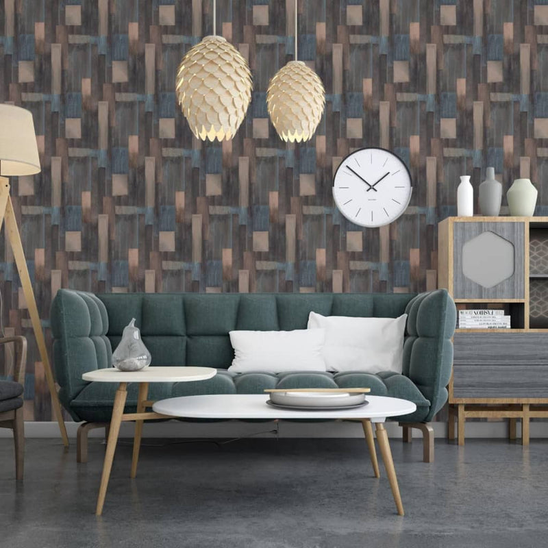 Load image into Gallery viewer, DUTCH WALLCOVERINGS DUTCH WALLCOVERINGS Behang Wood blauw en bruin
