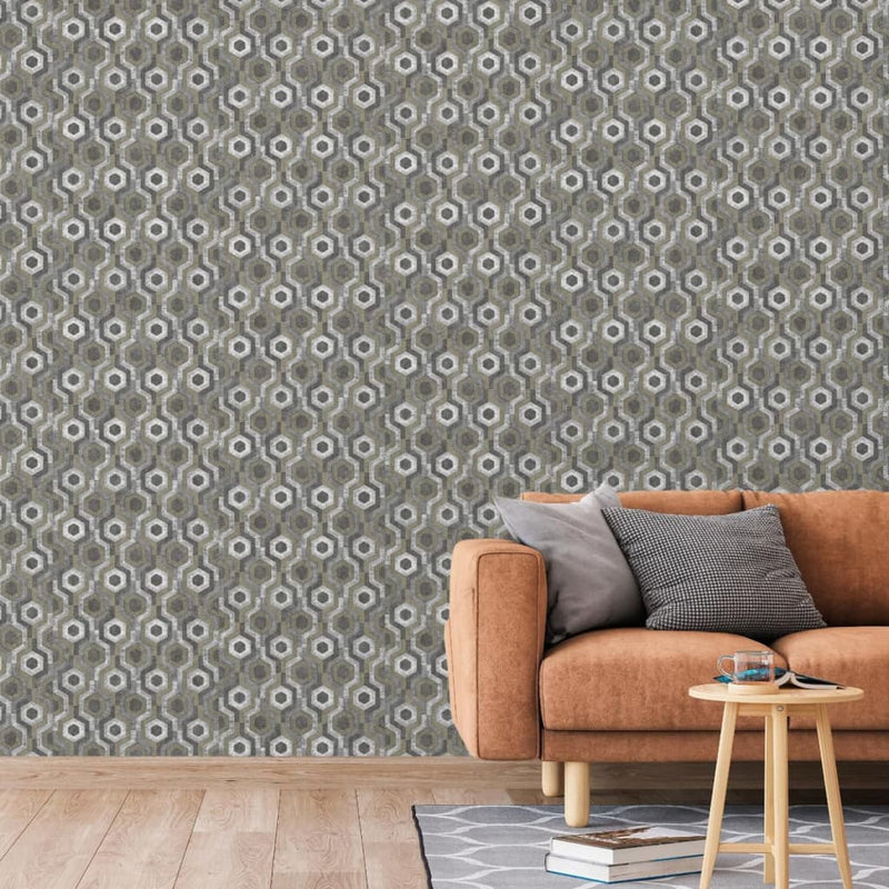 Load image into Gallery viewer, Dutch wallcoverings behang galactic zilverkleurig en bruin
