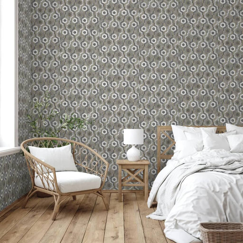 Load image into Gallery viewer, Dutch wallcoverings behang galactic zilverkleurig en bruin
