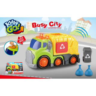 Load image into Gallery viewer, Kiddygo vuilniswagen met licht en geluid 19,5 cm
