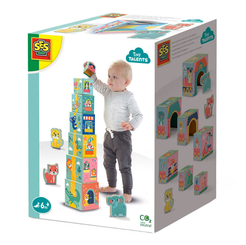 ギャラリービューアに画像をロードする, Ses creative ses tiny talents stapelblokken toren met dieren figuren
