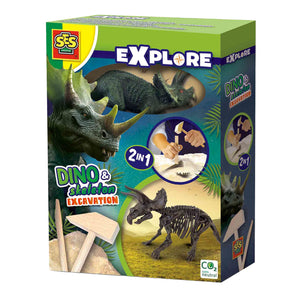 Ses explore dino en skelet opgraven 2in1 - triceratops