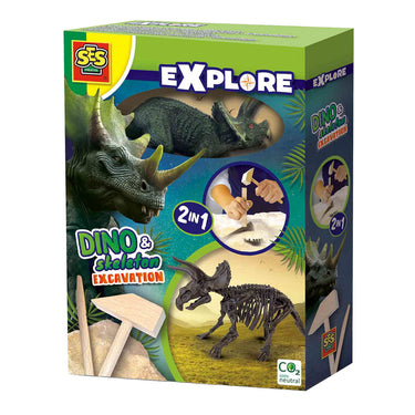 Ses explore dino en skelet opgraven 2in1 - triceratops