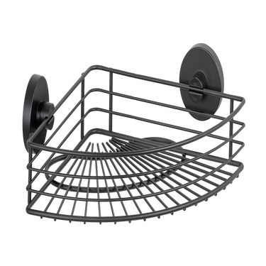 Wenko vacuum-loc hoekrek bari mat zwart 31x22cm - doucherek - douchemand - bevestigen zonder boren