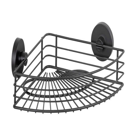 Wenko vacuum-loc hoekrek bari mat zwart 31x22cm - doucherek - douchemand - bevestigen zonder boren