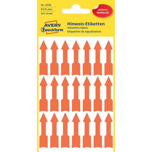Markeerstiften avery zweckform rood pijlvorm 39 x 9 mm