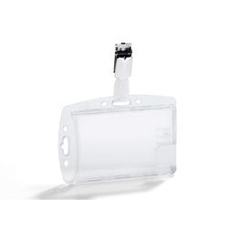 Dubbele badges met clip durable 8013-19 85x54mm duimuitsparing