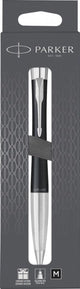 Parker urban twist balpen | matzwart en chroom | medium penpunt met blauwe inkt