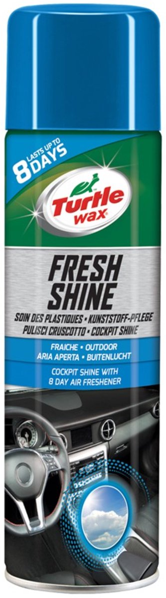 Turtle wax gl fresh shine outdoor – reinigt en herstelt de glans - voor kunststof onderdelen van het interieur - geeft een frisse geur – tot 8 dagen - antistatisch - 500ml