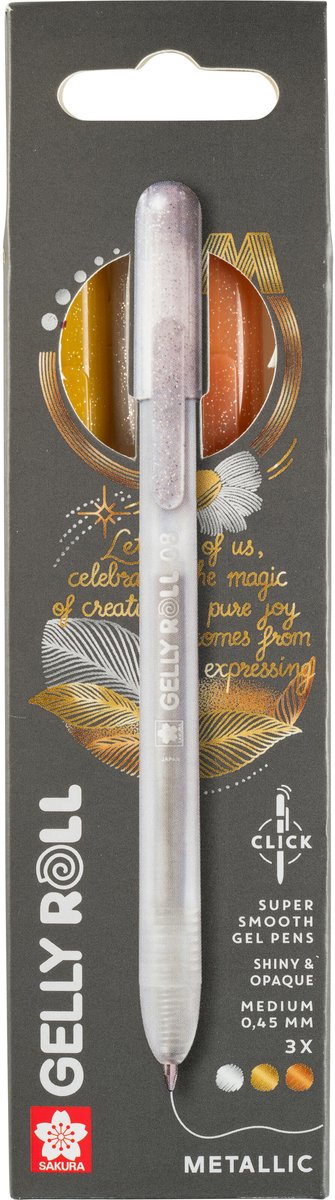 Sakura gelly roll retractable metallic set 3 (zilver-goud-koper)