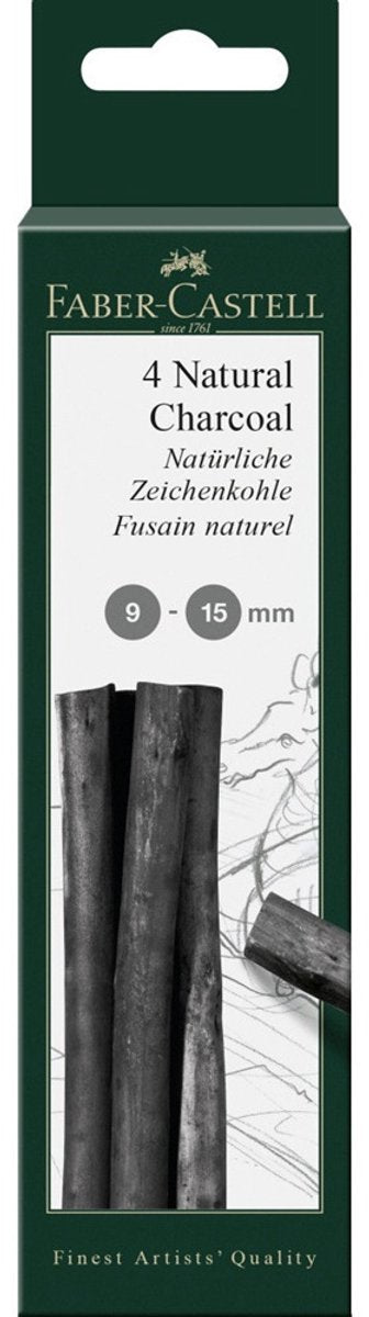 Faber-castell houtskool - pitt monochrome - 9-15 mm - 4 stuks - fc-129498