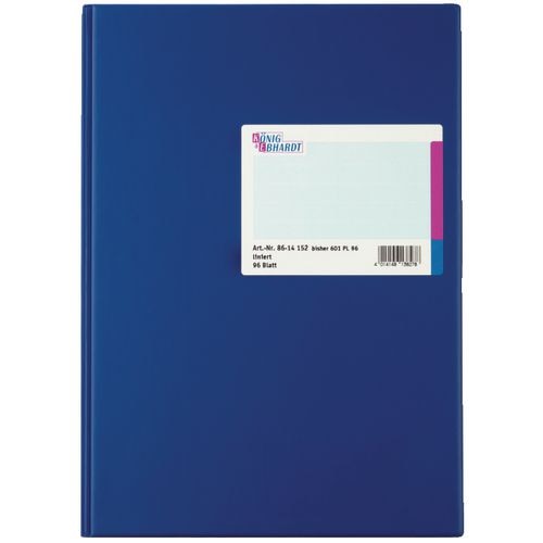 Kasboek könig ebhardt a4 210x297mm blauw gelinieerd 96 vel per boek