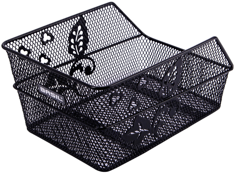 Load image into Gallery viewer, Basil Cento Flower S - fietsmand - achterop - zwart
