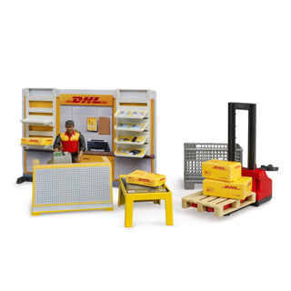 Load image into Gallery viewer, Bruder dhl pakketdienst met palletwagen + figuur
