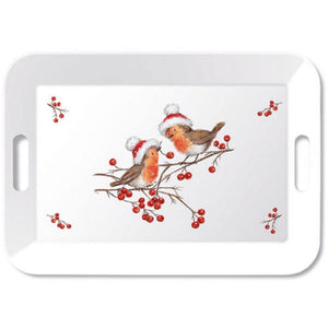 Ambiente dienblad melamine 33x47cm christmas robins white