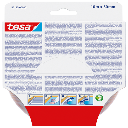 Tesa 1070381 - on off tape klittenband voor tapijten 10m x 50mm | 3 stuks