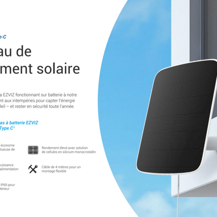 ギャラリービューアに画像をロードする, Ezviz 1071082 - solar panel type-c max 6.18w | 1 stuks
