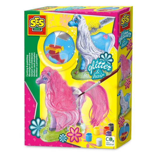 Ses gips gieten - paard met manen