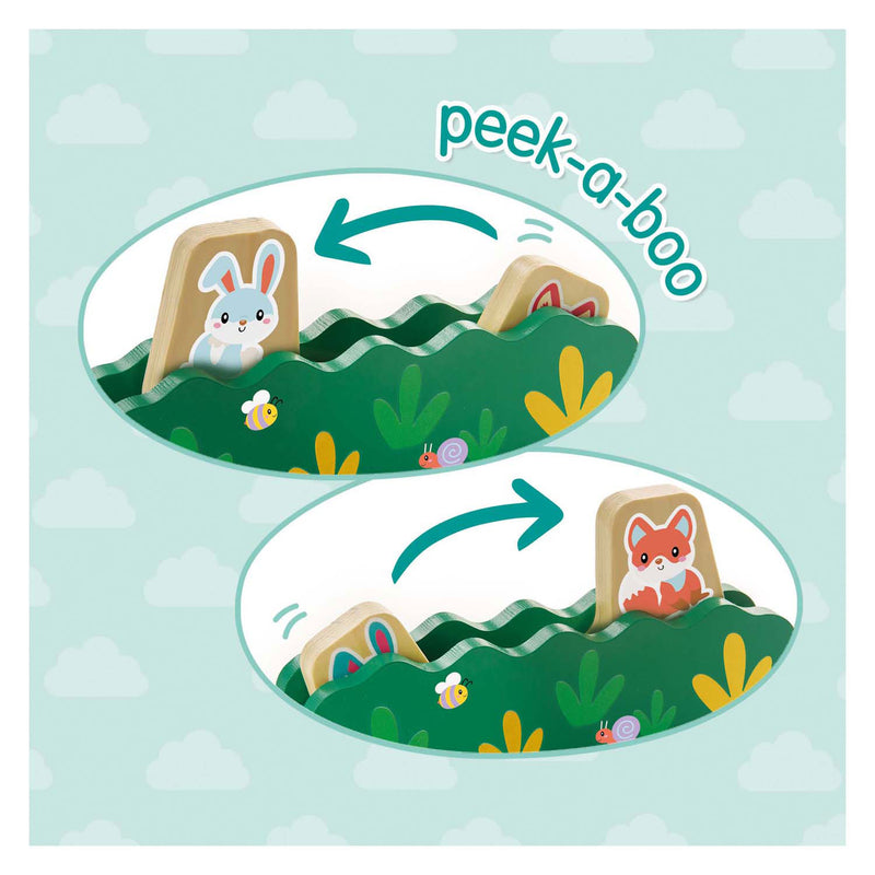 Load image into Gallery viewer, Ses houten hamerbank kiekeboe
