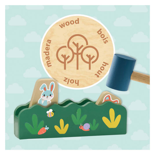 Ses houten hamerbank kiekeboe