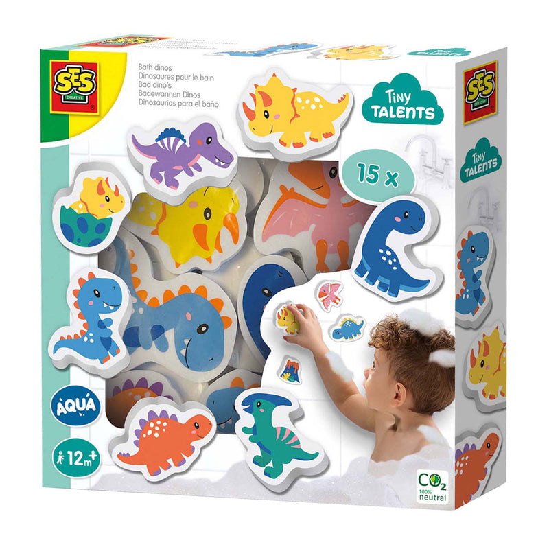 ギャラリービューアに画像をロードする, Ses creative - tiny talents - bad dino’s set - foam dino’s - plakken op natte tegels - stimuleert fantasie - veilig badspeelgoed - creatief spelen - dinosaurus speelgoed
