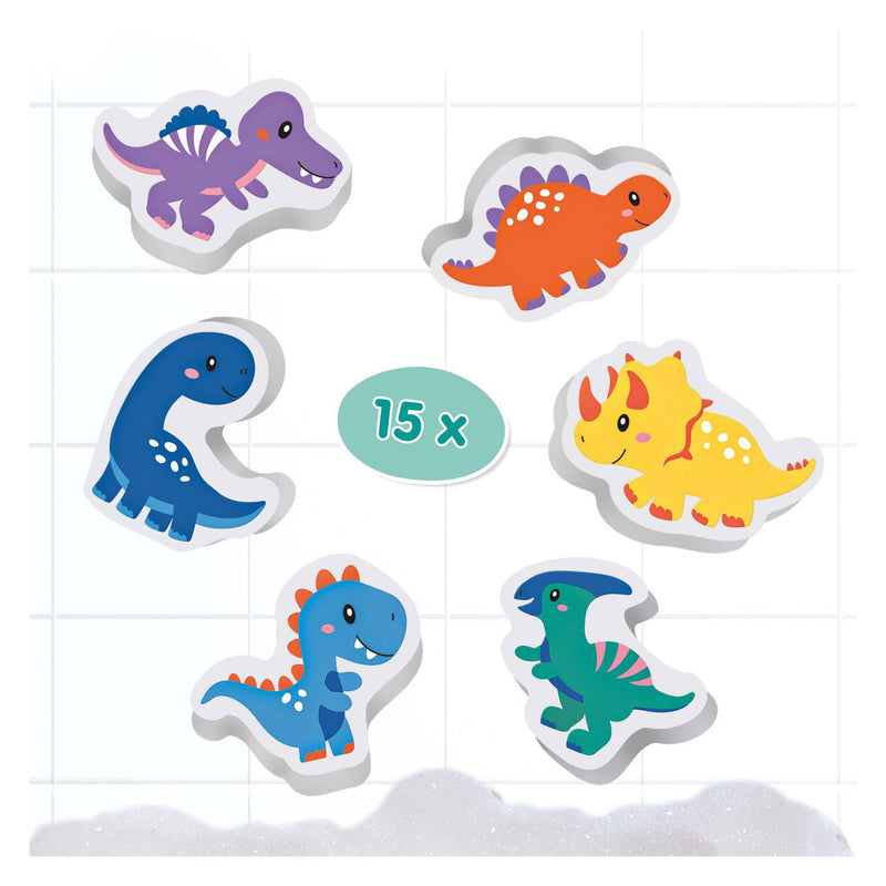 ギャラリービューアに画像をロードする, Ses creative - tiny talents - bad dino’s set - foam dino’s - plakken op natte tegels - stimuleert fantasie - veilig badspeelgoed - creatief spelen - dinosaurus speelgoed
