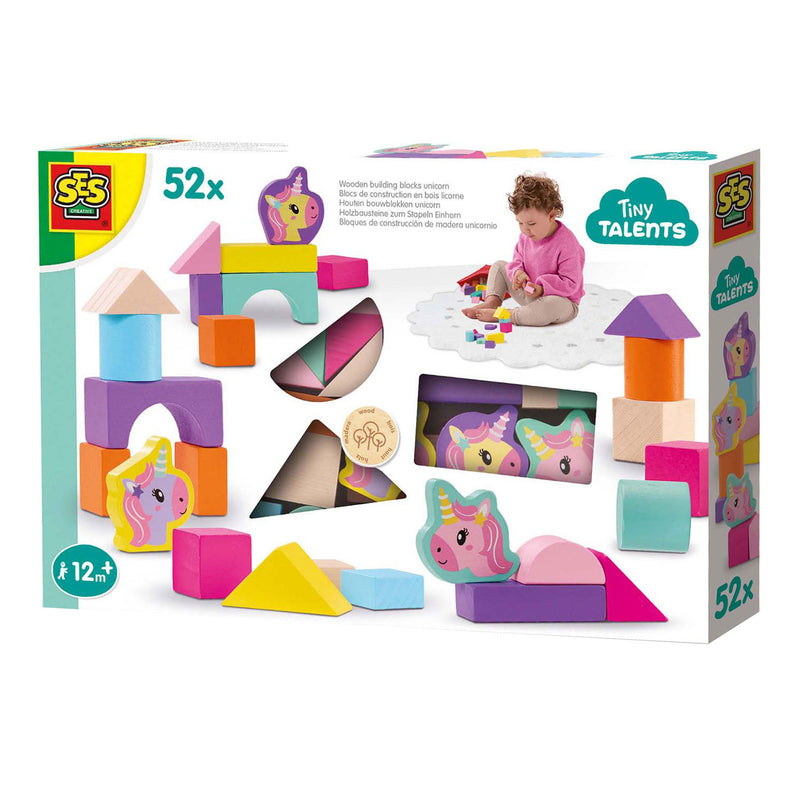 Load image into Gallery viewer, Ses houten bouwblokken eenhoorn, 52st.
