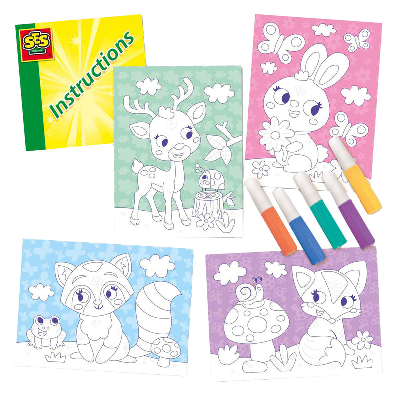 Load image into Gallery viewer, Ses gekleurde zandkunst - bosdieren
